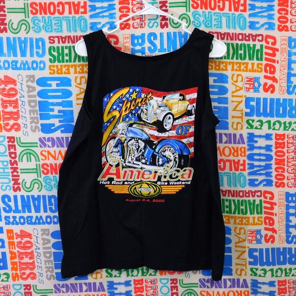 Vintage Spirit of America Hot Rod Bike Weekend 2002 Tank Top Size L Worcester MA - Picture 2 of 5
